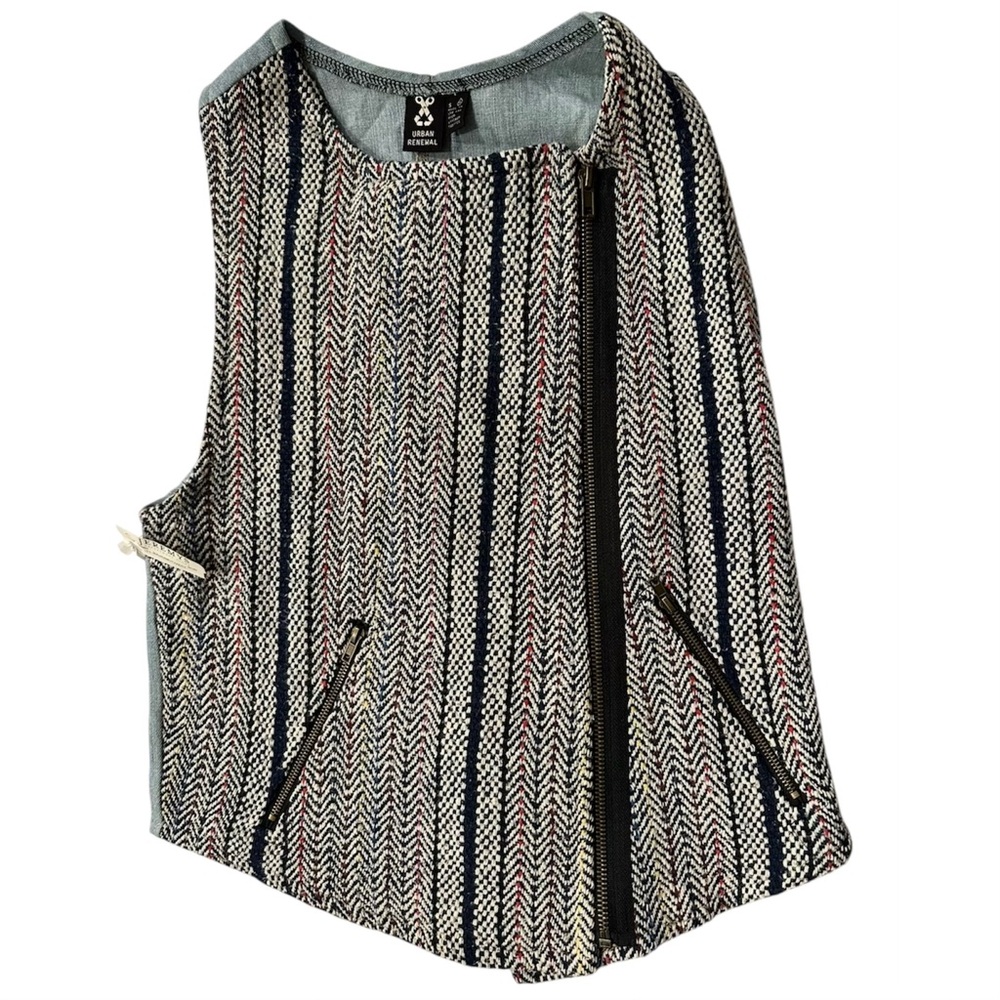 Urban Renewal Baja Moto Vest Asymmetrical Zip Upcycled Tweed NWT Small